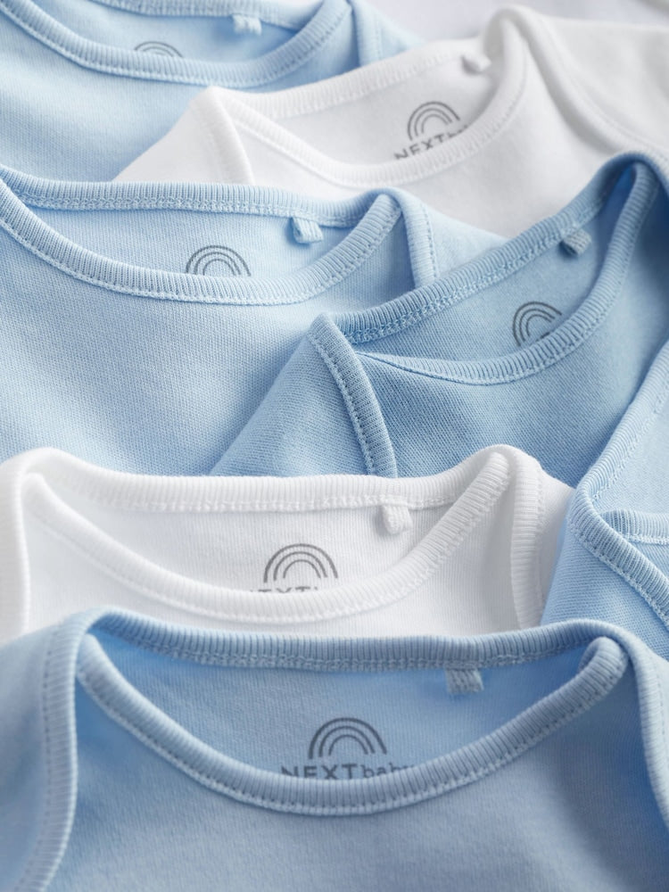 Blue 10 Pack Plain Baby Bodysuits