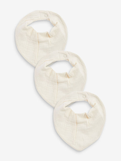 Cream Muslin Baby Dribble Bibs 3 Pack - Size One - Default 1