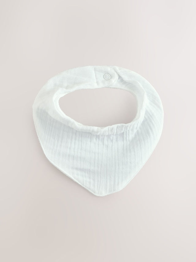 White Muslin Baby Dribble Bibs 3 Pack - Size One
