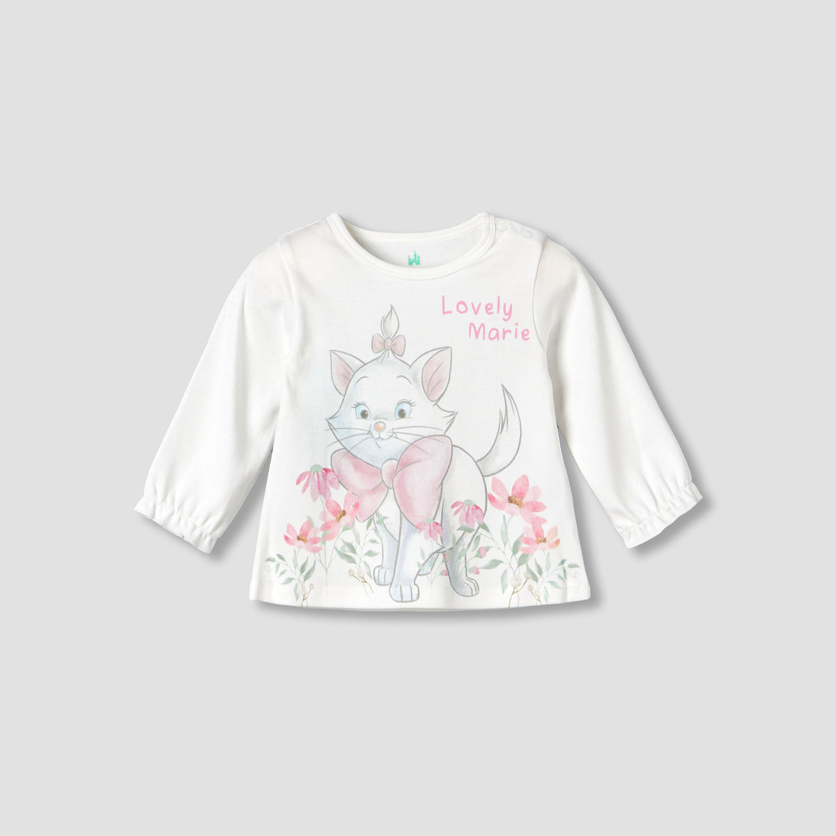 Disney Cotton Round Neck Long Sleeves Pyjama Set with Marie Print