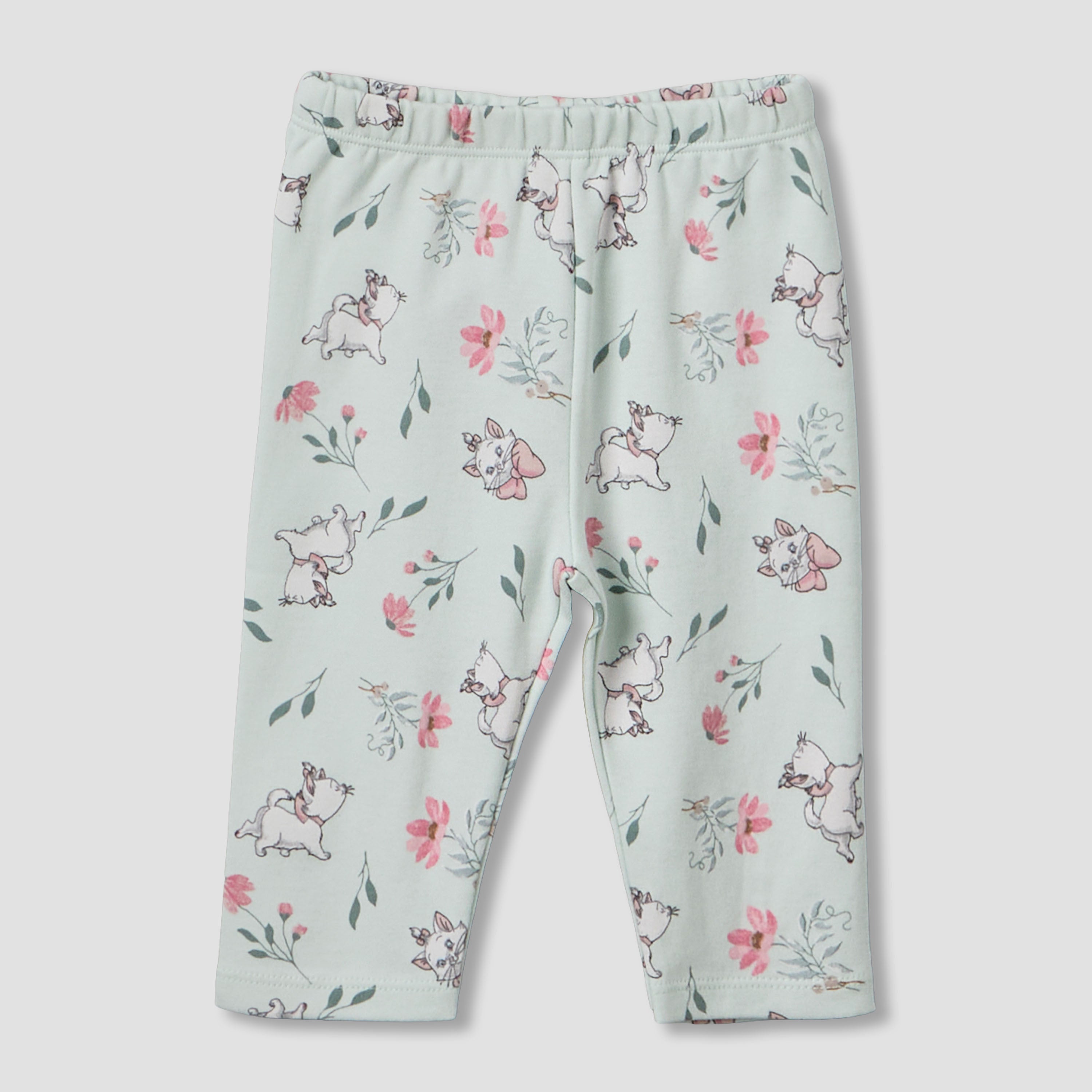 Disney Cotton Round Neck Long Sleeves Pyjama Set with Marie Print