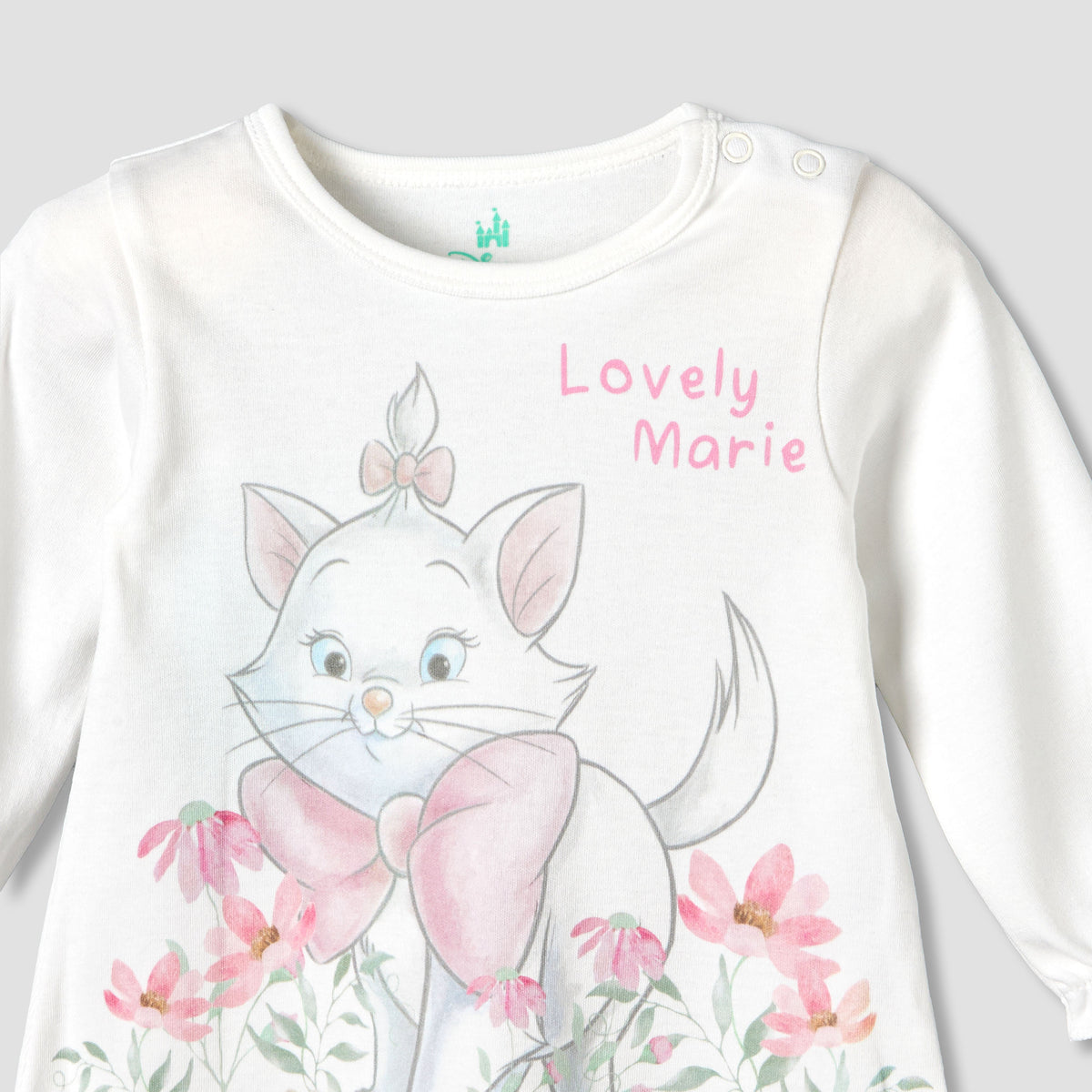 Disney Cotton Round Neck Long Sleeves Pyjama Set with Marie Print