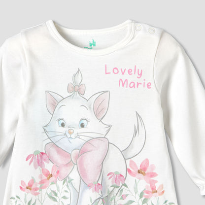 Disney Cotton Round Neck Long Sleeves Pyjama Set with Marie Print