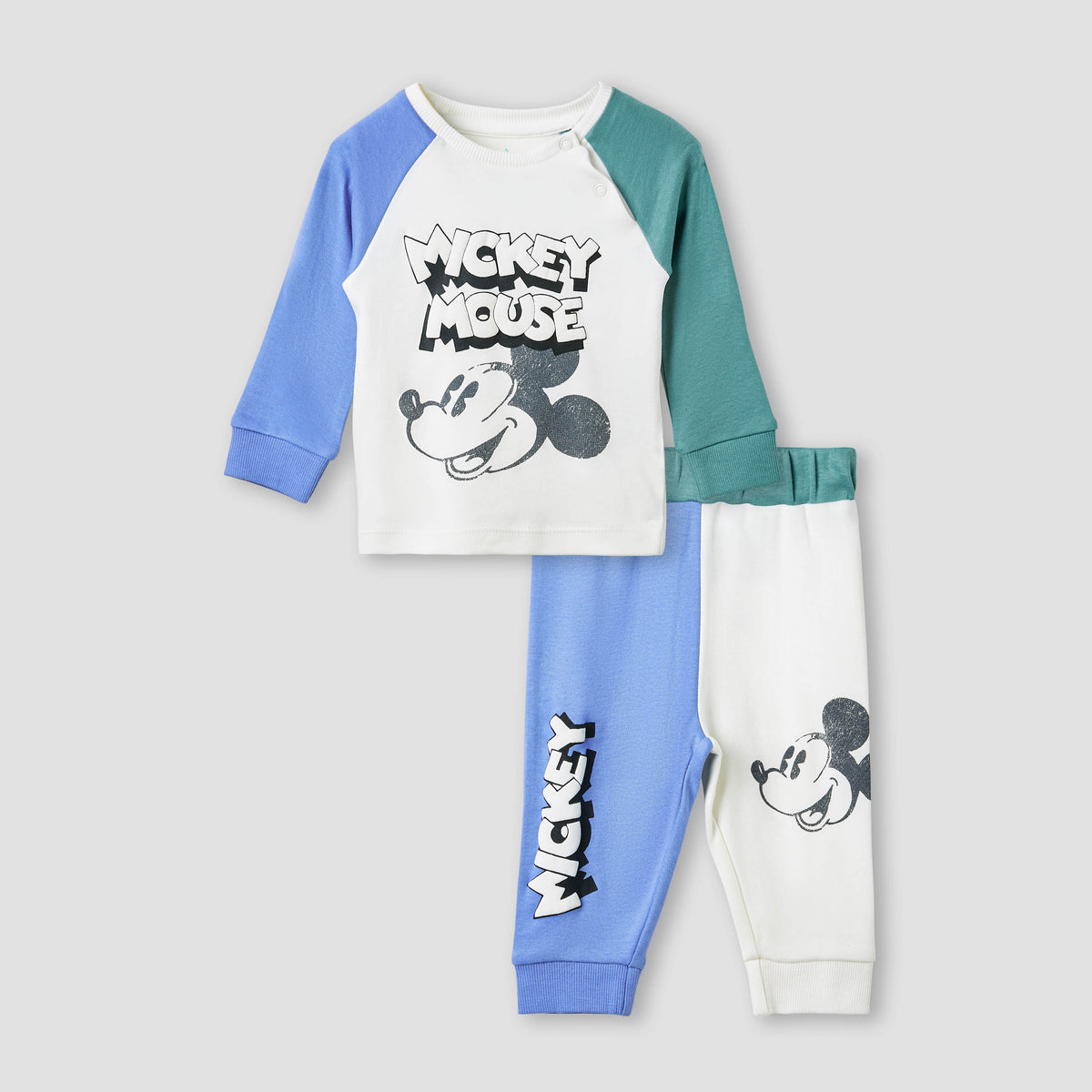 Disney Mickey Mouse Print T-shirt and Pyjama Set