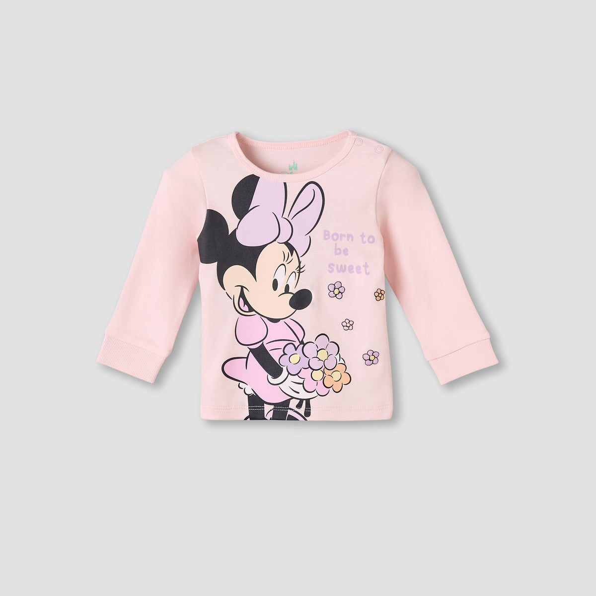 Disney Cotton Round Neck Long Sleeves Pyjama Set with Minnie Mouse Print