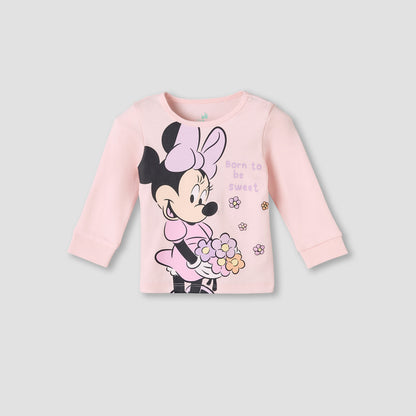 Disney Cotton Round Neck Long Sleeves Pyjama Set with Minnie Mouse Print