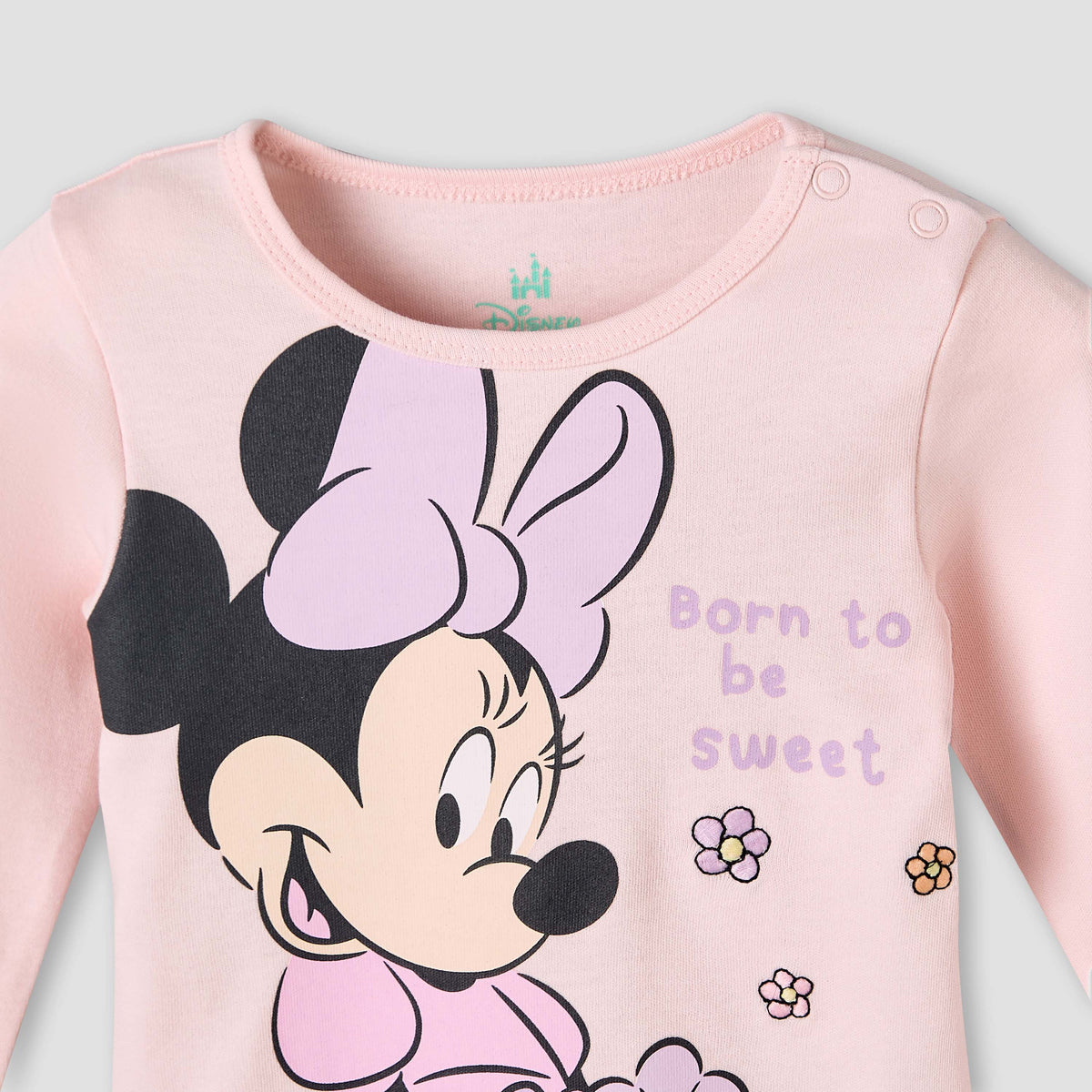 Disney Cotton Round Neck Long Sleeves Pyjama Set with Minnie Mouse Print