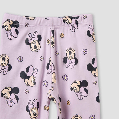 Disney Cotton Round Neck Long Sleeves Pyjama Set with Minnie Mouse Print