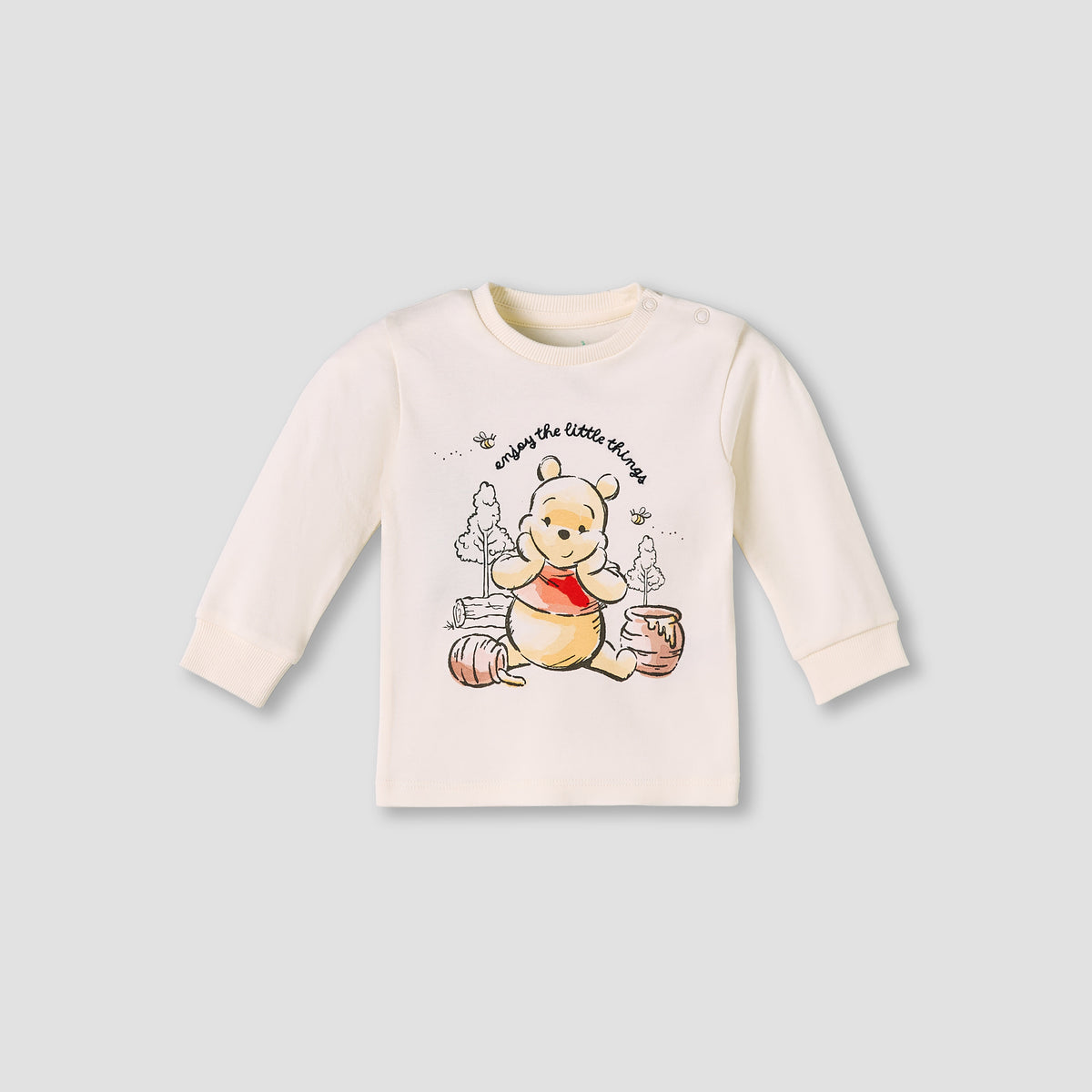 Disney Cotton Round Neck Long Sleeves Pyjama Set with Winnie The Pooh Print