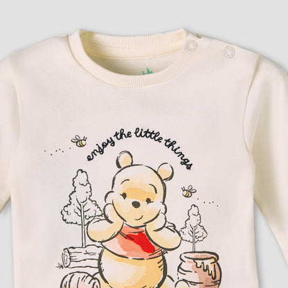 Disney Cotton Round Neck Long Sleeves Pyjama Set with Winnie The Pooh Print