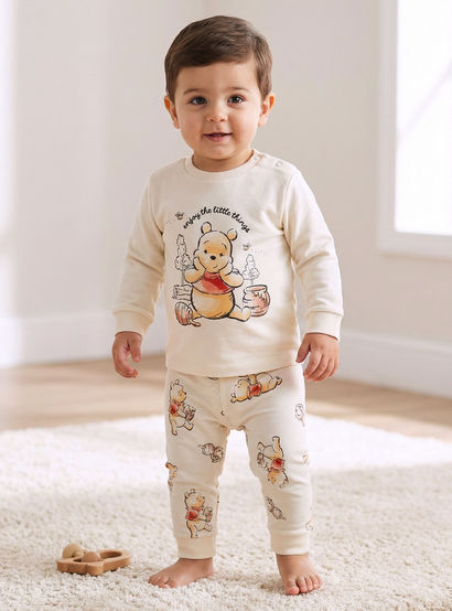 Disney Cotton Round Neck Long Sleeves Pyjama Set with Winnie The Pooh Print-baby-boys-clothing-nightwear-pyjamasets-image-1