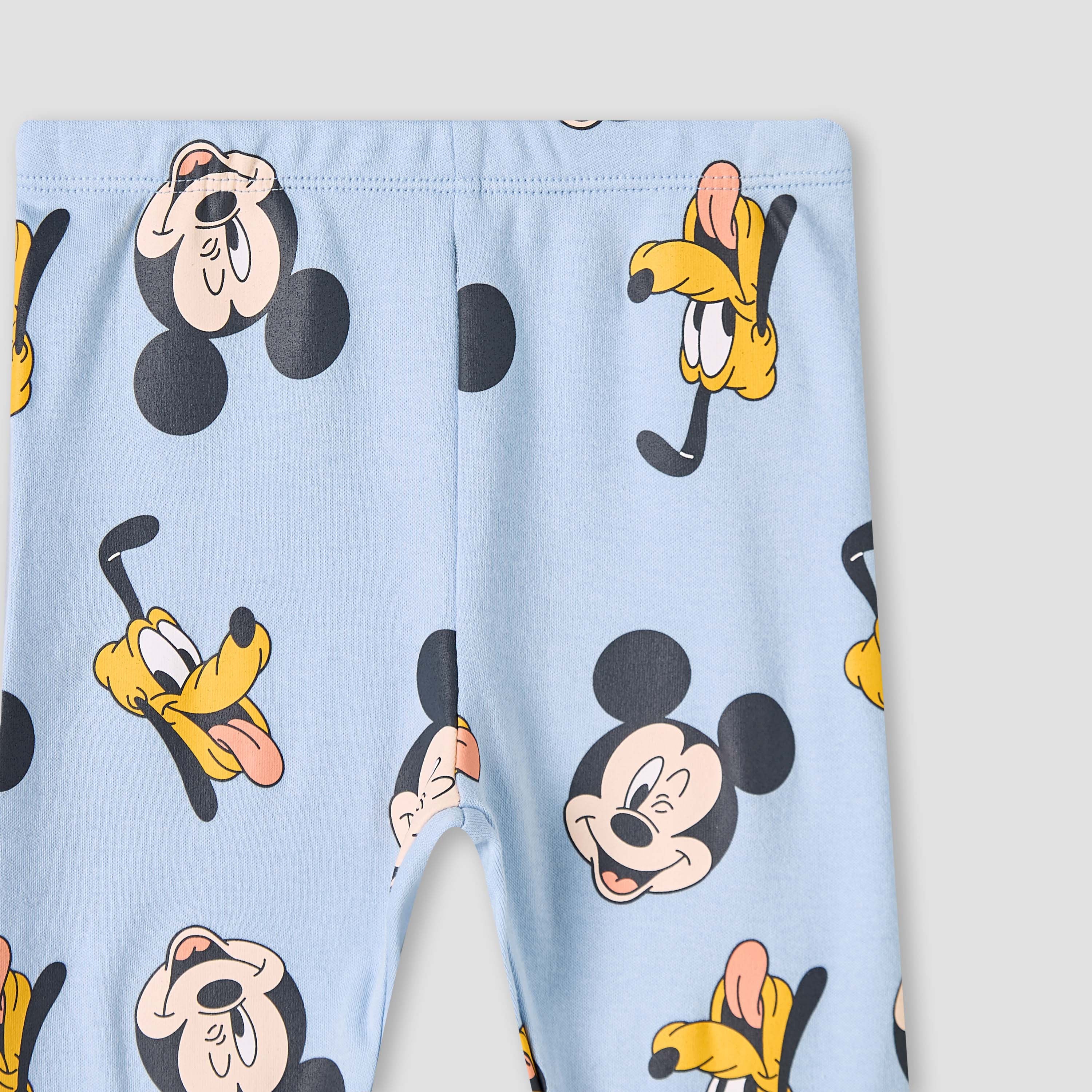 Disney Cotton Round Neck Long Sleeves Pyjama Set with Mickey Mouse and Pluto Print