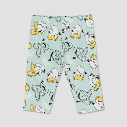 Disney Cotton Crew Neck Long Sleeves Pyjama Set with Donald Duck Print