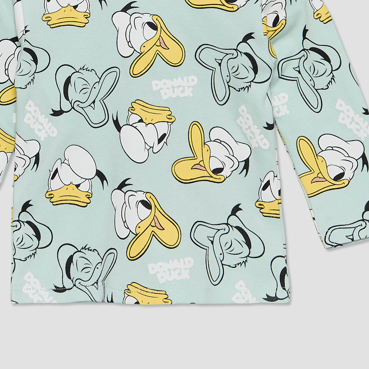 Disney Cotton Crew Neck Long Sleeves Pyjama Set with Donald Duck Print