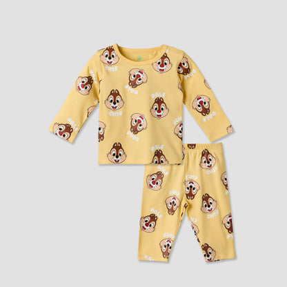 Disney Cotton Round Neck Long Sleeves Pyjama Set with Chip &