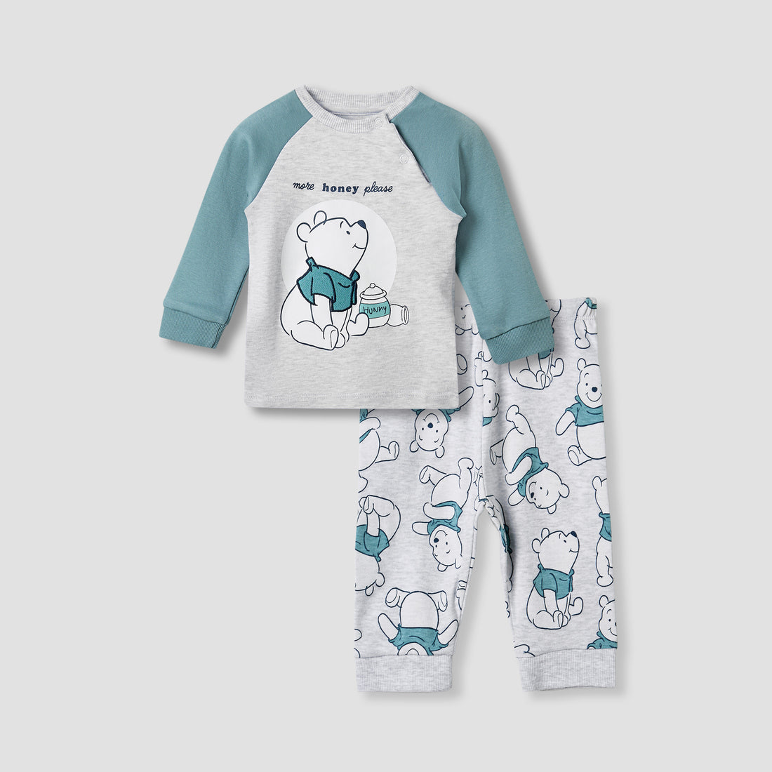 Disney Pyjama Set with Winnie The Pooh Print - Cotton - Long Sleeves - Crew Neck - Multicolour / 18-24 mths