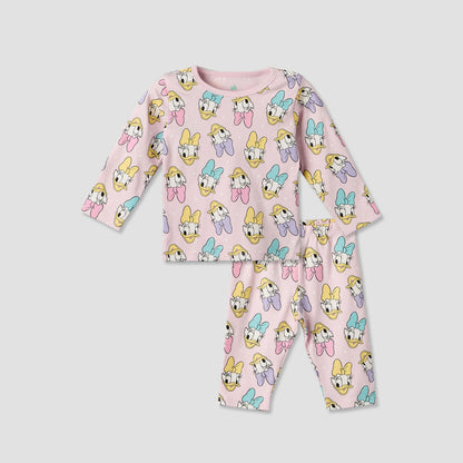 Disney Cotton Round Neck Long Sleeves Pyjama Set with Daisy Duck Print