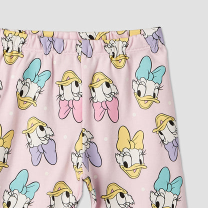 Disney Cotton Round Neck Long Sleeves Pyjama Set with Daisy Duck Print