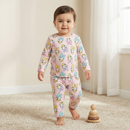 Disney Cotton Round Neck Long Sleeves Pyjama Set with Daisy Duck Print