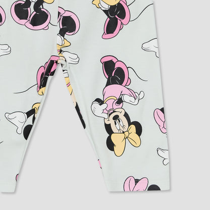 Disney Cotton Crew Neck Long Sleeves Pyjama Set with Minnie Mouse Print