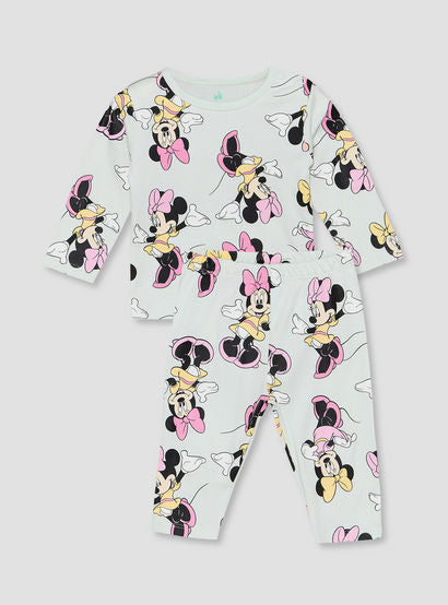 Disney Cotton Crew Neck Long Sleeves Pyjama Set with Minnie Mouse Print-baby-girls-clothing-nightwear-pyjamasets-image-2