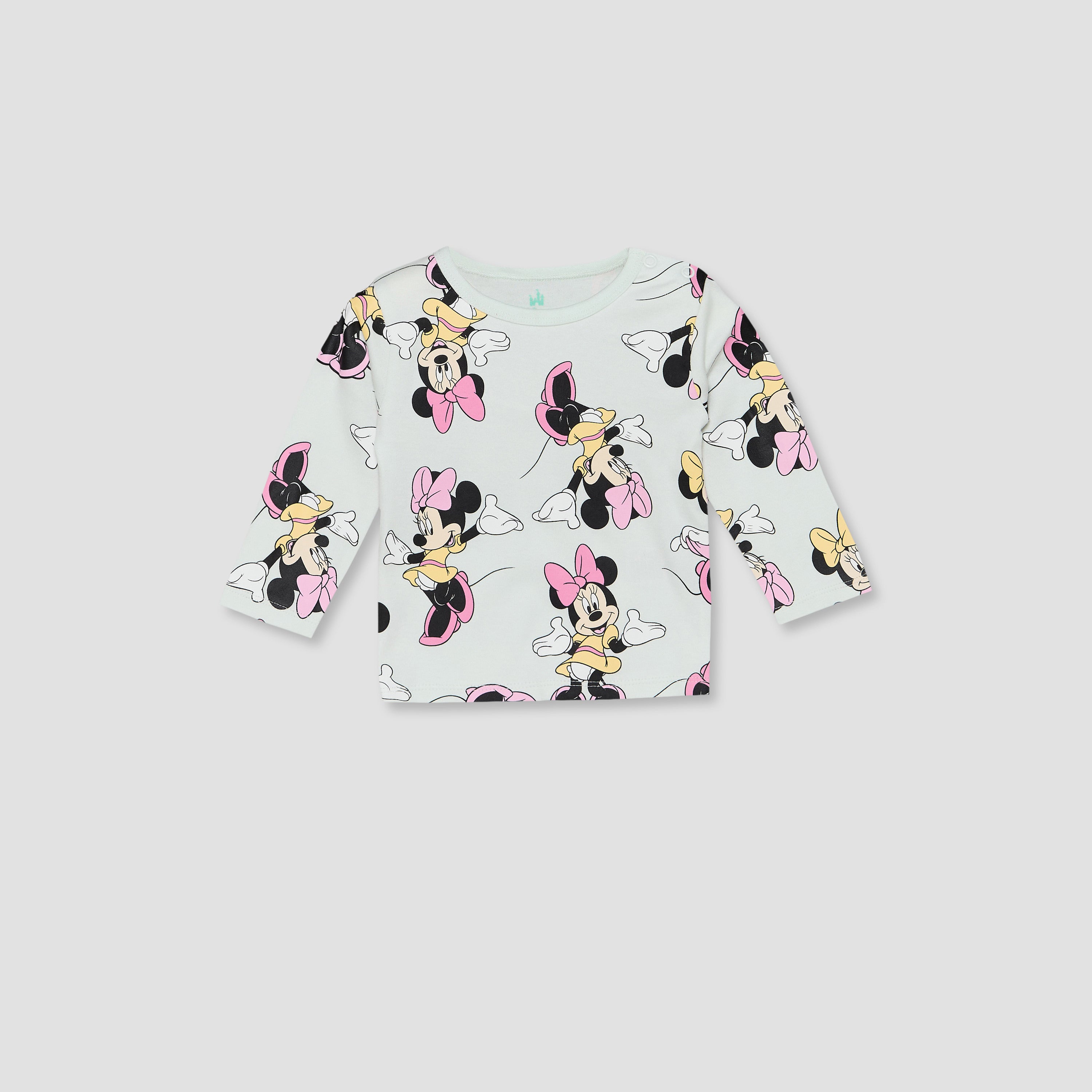 Disney Cotton Crew Neck Long Sleeves Pyjama Set with Minnie Mouse Print