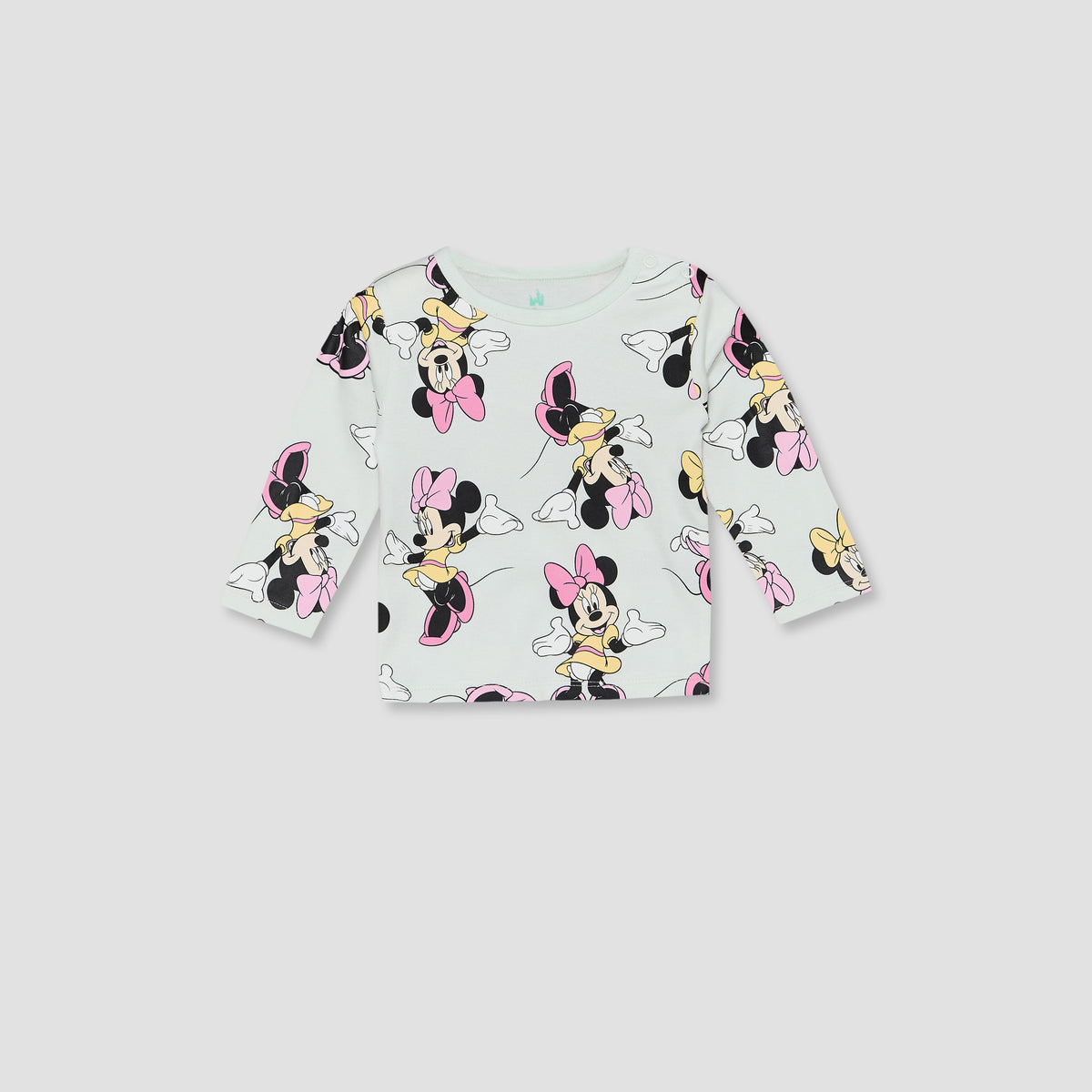 Disney Cotton Crew Neck Long Sleeves Pyjama Set with Minnie Mouse Print