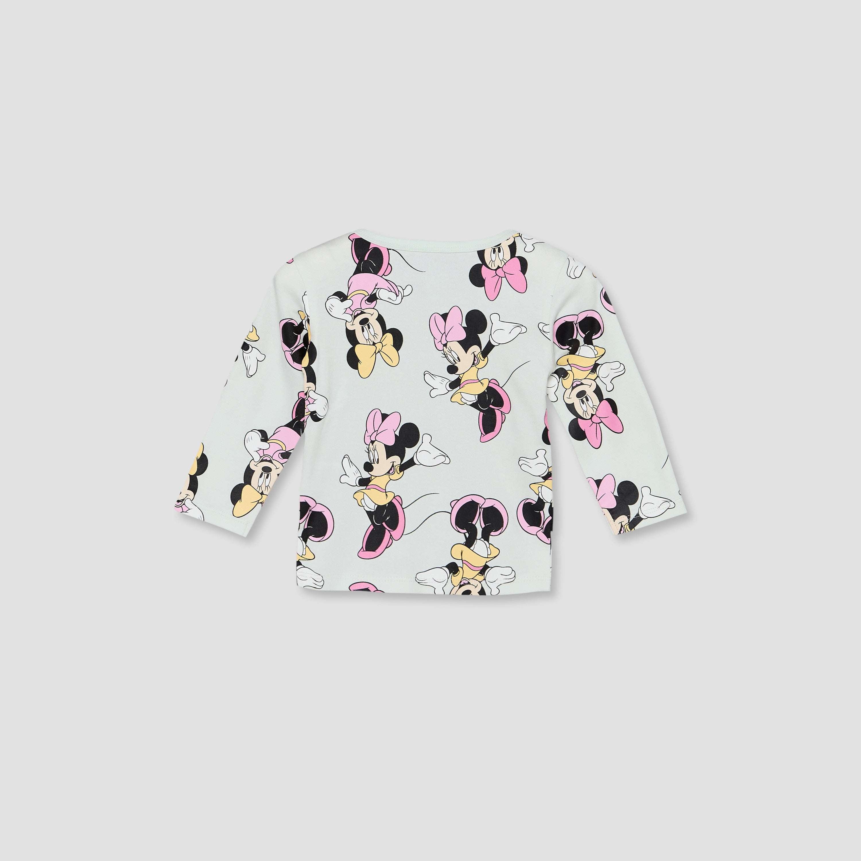 Disney Cotton Crew Neck Long Sleeves Pyjama Set with Minnie Mouse Print