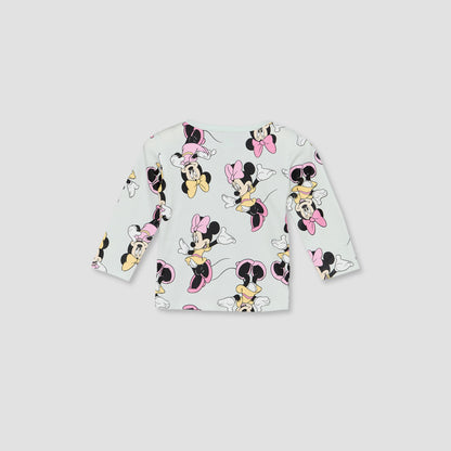 Disney Cotton Crew Neck Long Sleeves Pyjama Set with Minnie Mouse Print