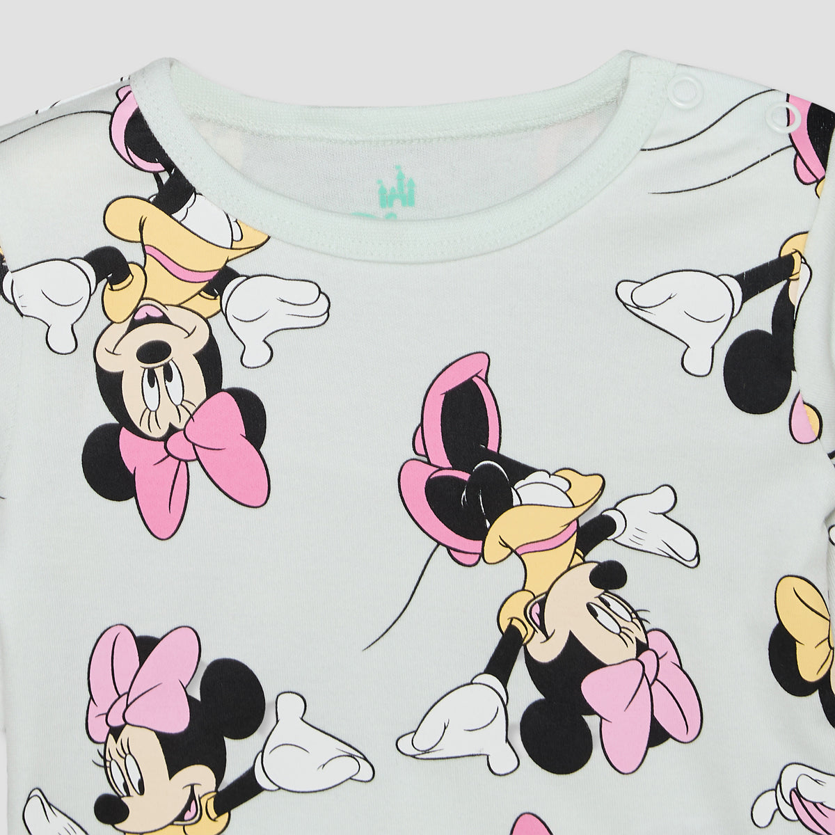 Disney Cotton Crew Neck Long Sleeves Pyjama Set with Minnie Mouse Print