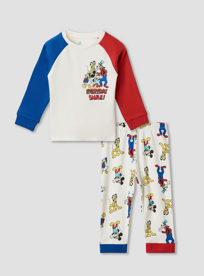Disney Pyjama Set with Mickey Mouse Print - Cotton - Long Sleeves - Crew Neck-baby-boys-clothing-nightwear-pyjamasets-image-1