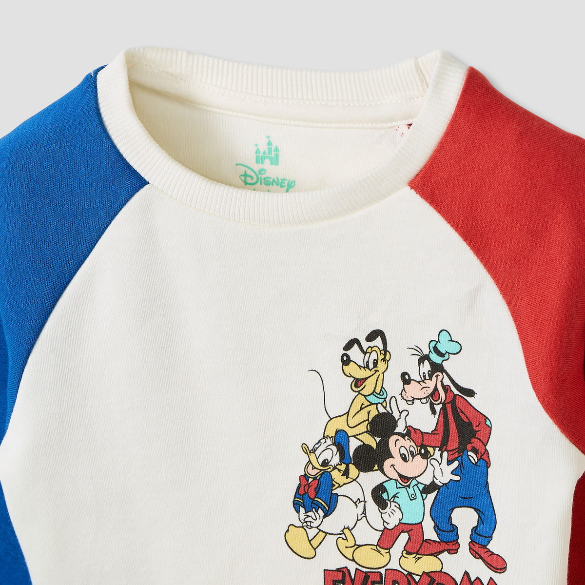 Disney Pyjama Set with Mickey Mouse Print - Cotton - Long Sleeves - Crew Neck