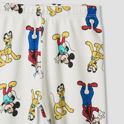 Disney Pyjama Set with Mickey Mouse Print - Cotton - Long Sleeves - Crew Neck
