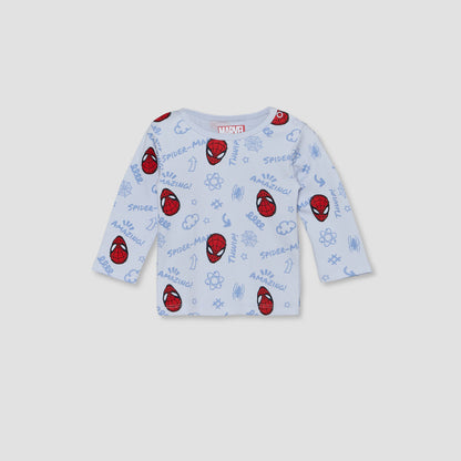 Disney Cotton Crew Neck Long Sleeves Pyjama Set with Spider-Man Print