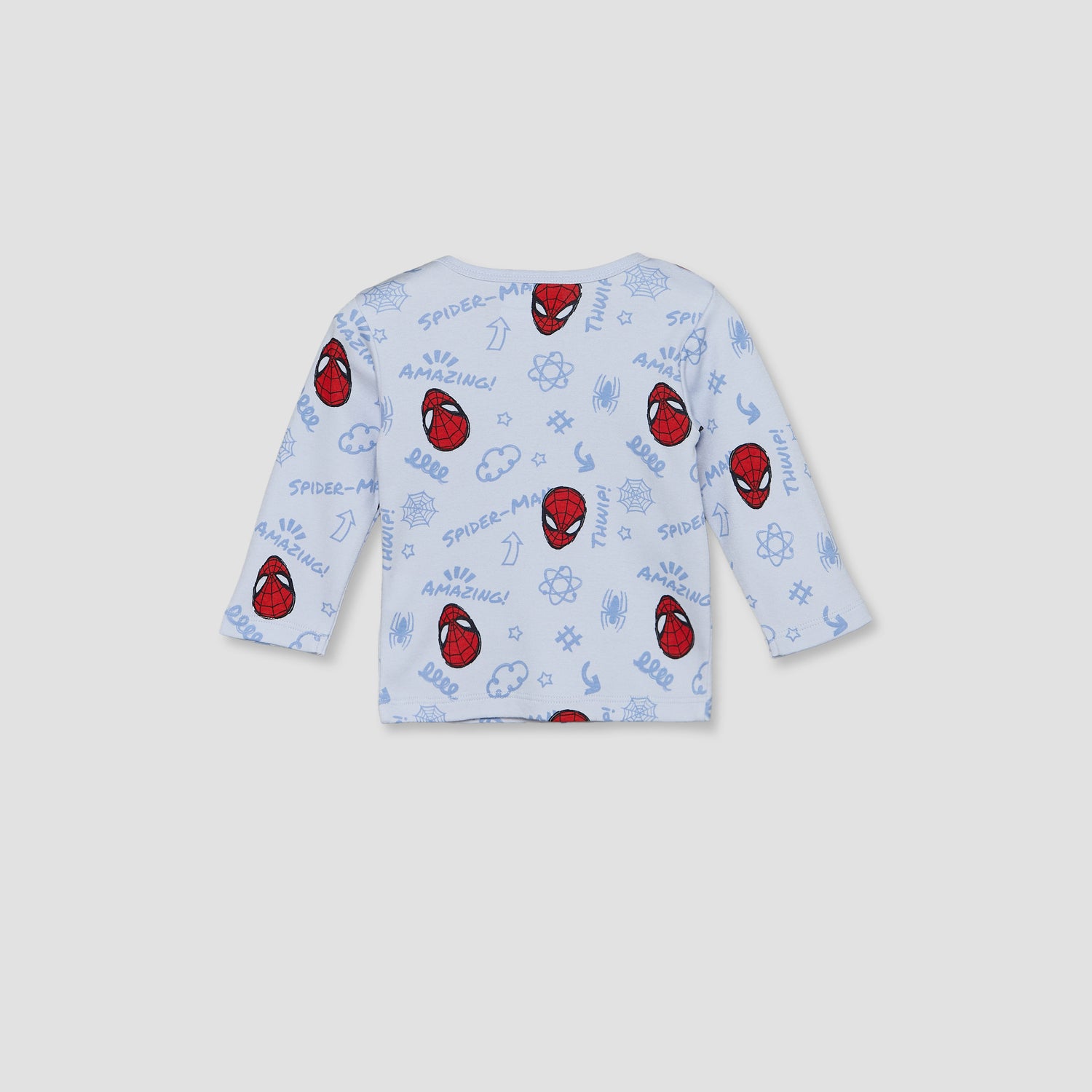 Disney Cotton Crew Neck Long Sleeves Pyjama Set with Spider-Man Print