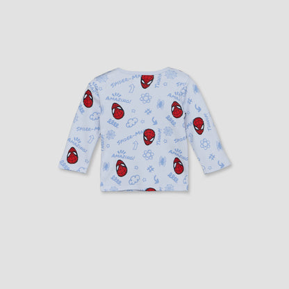 Disney Cotton Crew Neck Long Sleeves Pyjama Set with Spider-Man Print