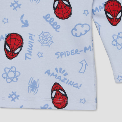 Disney Cotton Crew Neck Long Sleeves Pyjama Set with Spider-Man Print