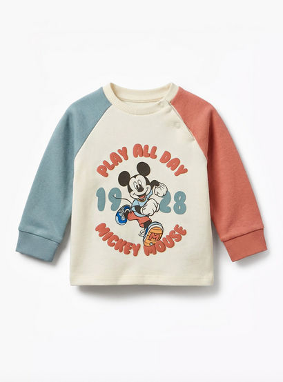 Disney Cotton Crew Neck Long Sleeves Pyjama Set with Mickey Mouse Print-baby-boys-clothing-nightwear-pyjamasets-image-3