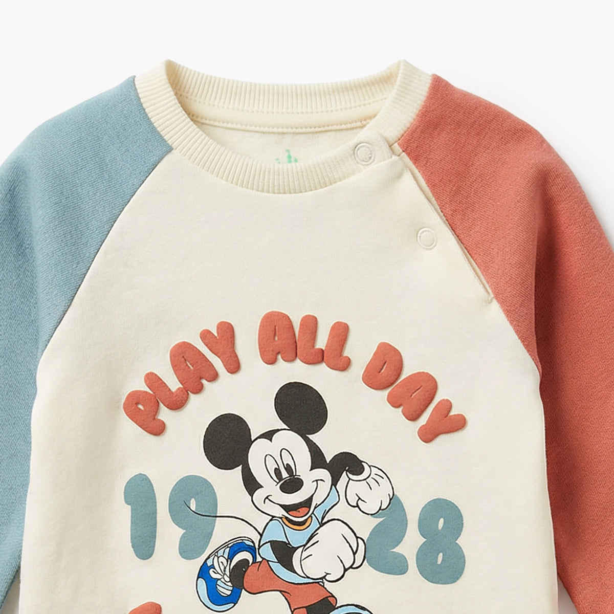 Disney Cotton Crew Neck Long Sleeves Pyjama Set with Mickey Mouse Print