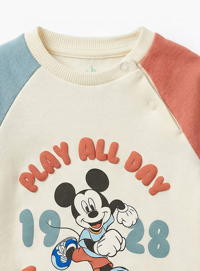 Disney Cotton Crew Neck Long Sleeves Pyjama Set with Mickey Mouse Print-baby-boys-clothing-nightwear-pyjamasets-image-5