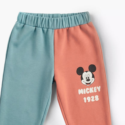 Disney Cotton Crew Neck Long Sleeves Pyjama Set with Mickey Mouse Print