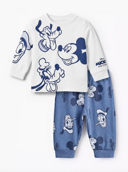 Disney Cotton Long Sleeves Pyjama Set with Mickey Mouse and Friends Print-baby-boys-clothing-nightwear-pyjamasets-image-2