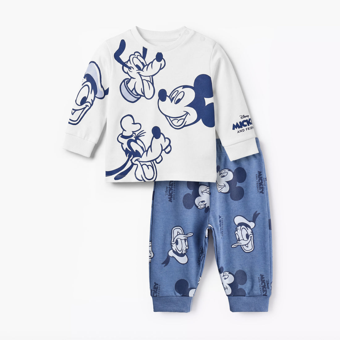 Disney Cotton Long Sleeves Pyjama Set with Mickey Mouse and Friends Print