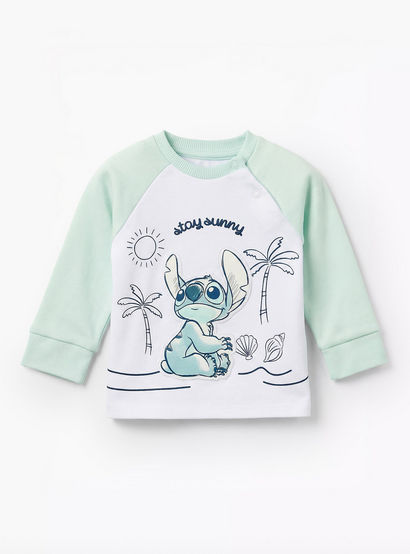 Disney Cotton Round Neck Long Sleeves Pyjama Set with Stitch Applique-baby-boys-clothing-nightwear-pyjamasets-image-3