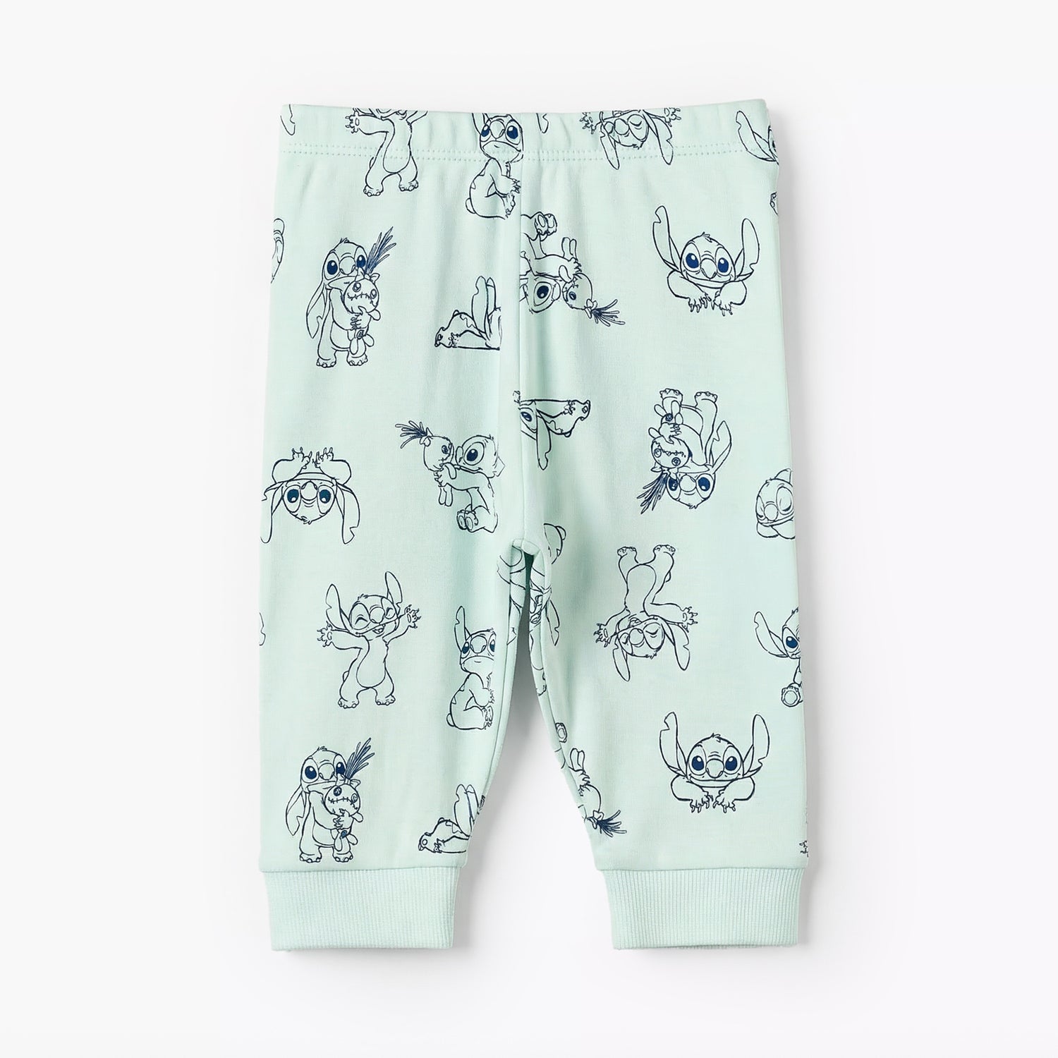 Disney Cotton Round Neck Long Sleeves Pyjama Set with Stitch Applique
