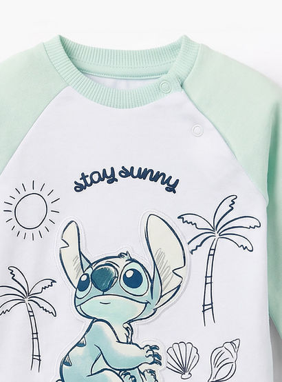 Disney Cotton Round Neck Long Sleeves Pyjama Set with Stitch Applique-baby-boys-clothing-nightwear-pyjamasets-image-5