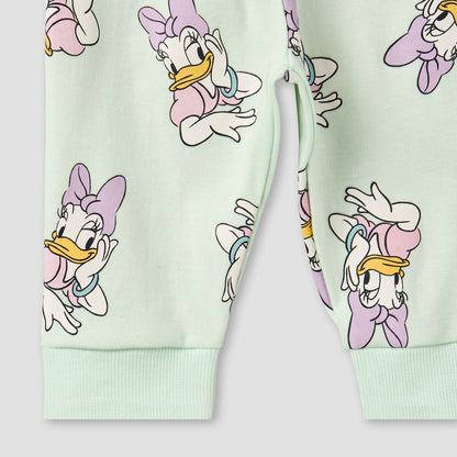 Disney Cotton Round Neck Long Sleeves Pyjama Set with Daisy Duck Print