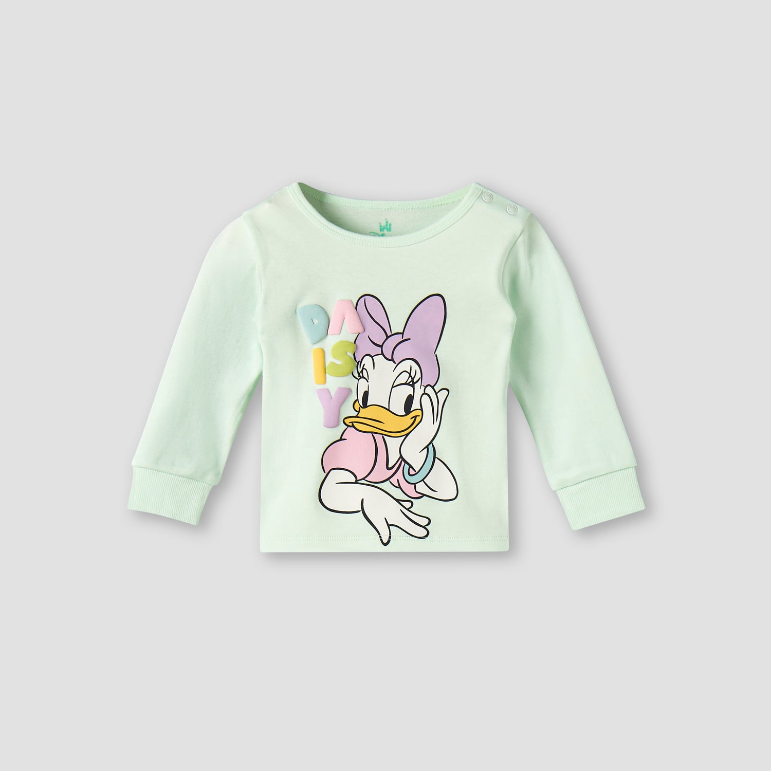 Disney Cotton Round Neck Long Sleeves Pyjama Set with Daisy Duck Print