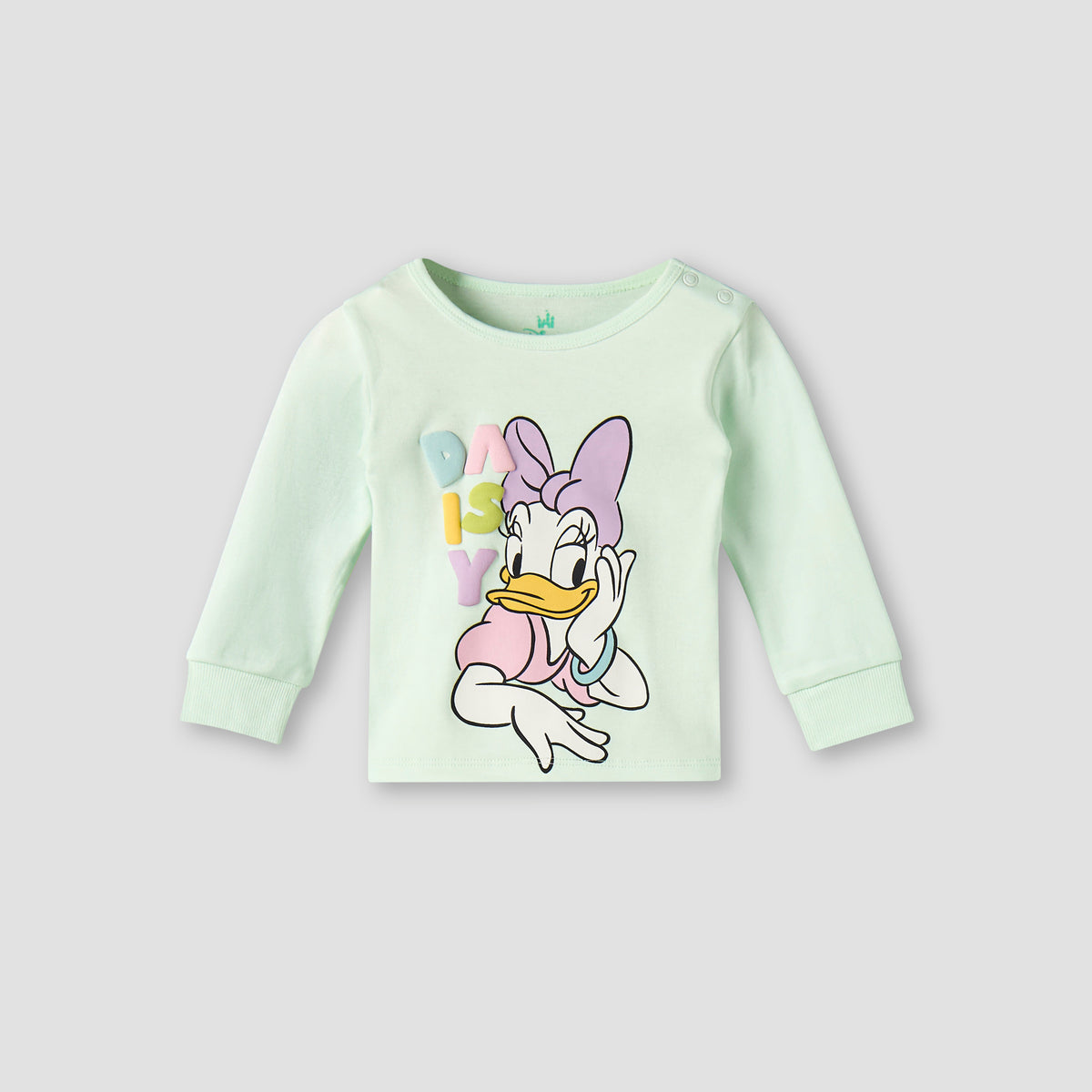 Disney Cotton Round Neck Long Sleeves Pyjama Set with Daisy Duck Print