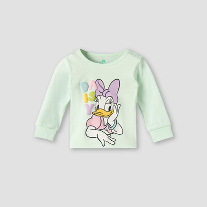 Disney Cotton Round Neck Long Sleeves Pyjama Set with Daisy Duck Print